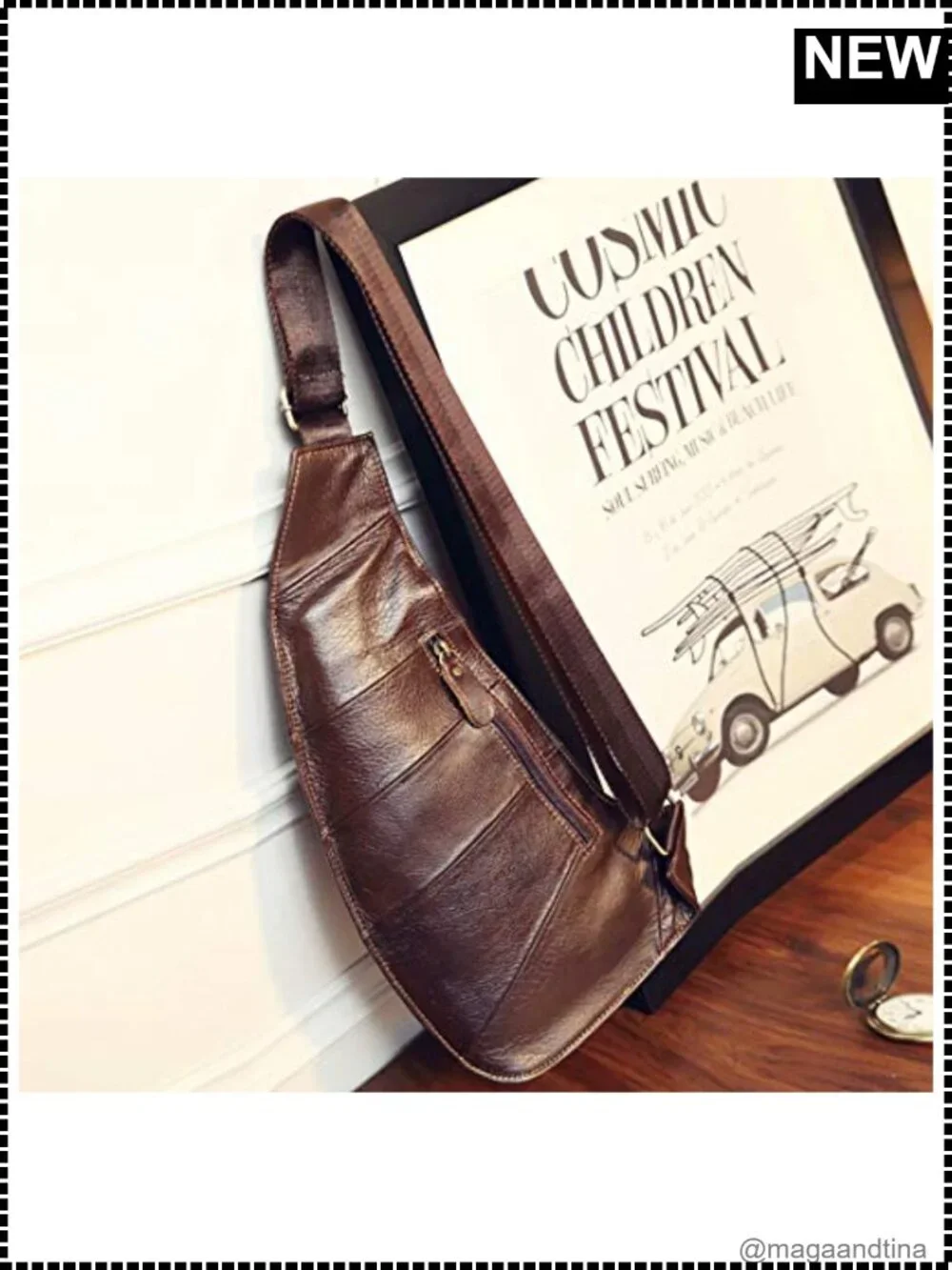 Genuine Leather Sling Bag Crossbody Backpack Chest Daypack for Men Travel